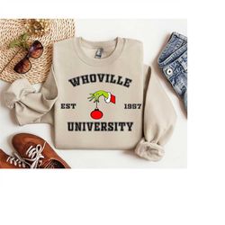 christmas whoville university est 1957 sweatshirt, personalized christmas gift, xmas party shirt, christmas family gift,