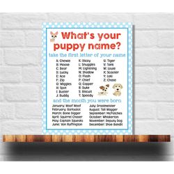 What's Your Puppy Name Printable, Boy Puppy Name Game, Puppy Birthday Party, Instant Download