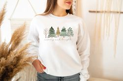 Merry and Bright Trees, Women's Christmas SweatShirt Png, Womans Holiday Shirt Png,Christmas Gift,Chic Winter Shirt Png,