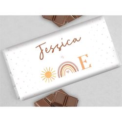 First Trip Around The Sun Chocolate Label 1st Candy Bar Wrapper First Birthday Cover Girl Favor 1.55 oz Chocolate Bar ED