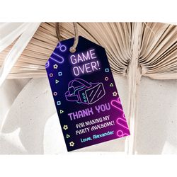Virtual Reality Favor Tags VR Thank You Tags VR Birthday Tags Game Over Tags Neon Party Tag Favour Labels EDITABLE Insta
