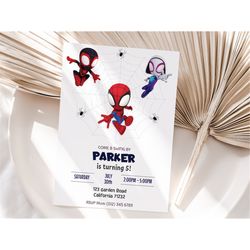 Spidey And His Amazing Friends Birthday Invitation Spidey Birthday Invitation Spidey Theme Party Invite EDITABLE Templat