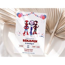 Ghost Spider Birthday Invitation Girl Spidey and his Amazing Friends Invite Stacy Spidey Party Invite EDITABLE Template