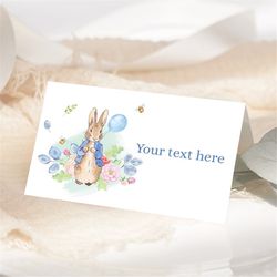 Peter Rabbit Food Tent Bunny Birthday Tent Card 1st Birthday Party Food Label Flopsy Bunny Food Tags Buffet Label Decora
