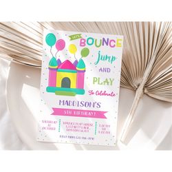 Editable Bounce House Birthday Invitation Template Trampoline Jump Birthday Party Invite Bounce Party Instant Digital Do