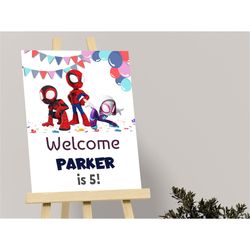 Spidey And His Amazing Friends Welcome Sign Spidey Birthday Sign Spiderman Welcome Poster Spidey And Friends Party Decor