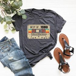 Vintage 1980 T-Shirt Png, Made in 1980, 43nd Birthday, 43 Years Old Gift, 43nd Birthday Idea, 43 Classic TShirt Png, 198