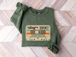 Vintage 1990 Shirt Png, 33th Birthday Gift For Women, 1990 Retro Shirt Png, 33th Birthday Woman,33th Birthday Gift For M