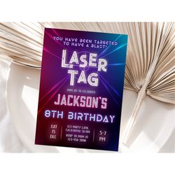 Laser Tag Invitation Laser Tag Birthday Party Invitation Neon Glow Laser Tag Party Invite Boy Girl EDITABLE Instant Digi
