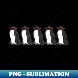 Paper Party Hats Red Five Penguins Graphic - Instant PNG Sublimation Download - Bold & Eye-catching