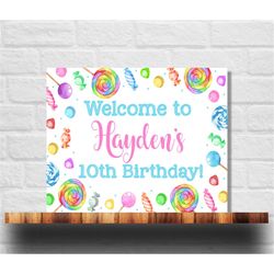Editable Candy Welcome Sign, Candyland Poster, Candy Birthday Sign, Sweet Celebration