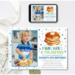 Editable Pancakes and Pajamas Invitation, Pancake Invitation, Pajama Party Invitation, 4x6 & 5x7