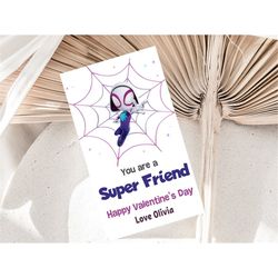 Ghost Spider Valentines Card Spidey and his Amazing Friends Valentines Day Card Gwen Stacy Girl Valentine's Cards EDITAB