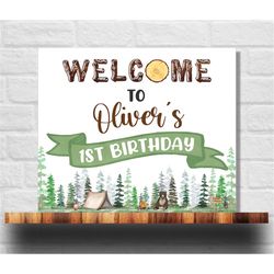 Editable One Happy Camper Welcome Sign, Happy Camper Poster, 1st Birthday Sign