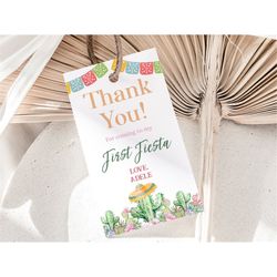 First Fiesta Thank You Tags Fiesta Favor Tags Fiesta Birthday Party Tags Fiesta Party Decoration Gift Labels EDITABLE In