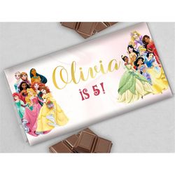 Princess Chocolate Label Princess Candy Bar Wrapper Princesses Birthday Party Favor 1.55 oz Chocolate Bar Wraps EDITABLE