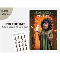 Encanto Pin The Tail birthday game, Pin the Rat on Bruno game, Encanto bday party activity ideas, Printable instant down