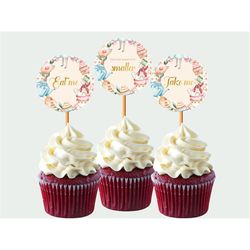 Alice In Wonderland Cupcake Toppers Alice In Onederland Cake Topper Mad Hatter Birthday Tea Party Decor 1st Birthday Dec