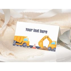 Construction Food Tent Card Dump Truck Birthday Food Label Digger Food Tags Excavator Party Dumper Vehicle Buffet Label