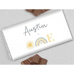 Boy First Trip Around The Sun Chocolate Label 1st Candy Bar Wrapper First Birthday Cover Favor 1.55 oz Chocolate Bar Dig