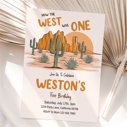 How The West Was One Birthday Invitation Cowboy Invitation Rodeo Party Invite Western Theme Wild West Cowboy Boots Hat P