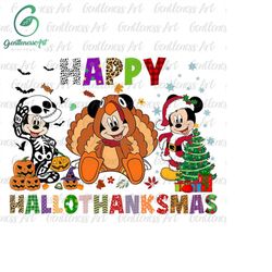 Happy Hallothanksmas Png, Mouse Png, Halloween Png, Christmas Png, Thanksgiving Png, Sublimation Design Downloads, Chris