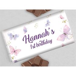 Butterfly Chocolate Label Purple Butterfly Candy Bar Wrapper Girl Butterfly Birthday Party Favor 1.55 oz Chocolate Bar E