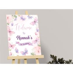 Butterfly Welcome Sign Butterfly Birthday Sign Butterfly Party Decor Butterfly Birthday Party Welcome Poster EDITABLE In