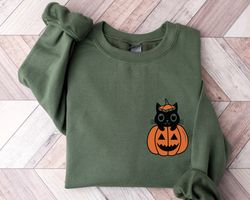 Pumpkin Halloween SweatShirt Png, Cat Halloween Shirt Png, Pumpkin Shirt Png, Fall SweatShirt Png for Women, Black Cat P