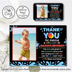 Editable Pool Party Thank You Card, Pool Party Thank You, 4x6 & 5x7