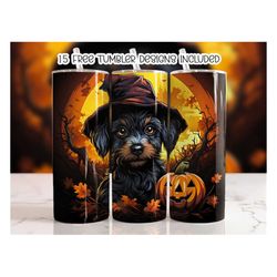 halloween dog tumbler wrap, 20 oz skinny tumbler sublimation design, digital download, straight & tumbler wrap png, spoo