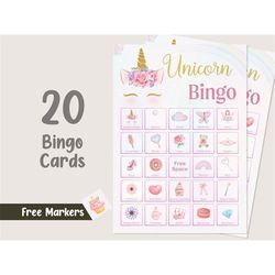 Unicorn Bingo Game 20 Cards Unicorn Party Games Unicorn Birthday Games Unicorn Bingo Cards Girl Rainbow Activities Insta