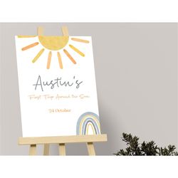 Boy First Trip Around The Sun Welcome Sign First Birthday Welcome Poster Decorations 1st Birthday Sign Decor One Year Su