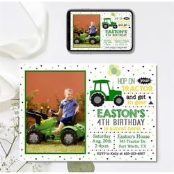 Editable Tractor Invitation, Tractor Birthday Invitation, Get in Gear, Farmer Invitation, 4x6 & 5x7
