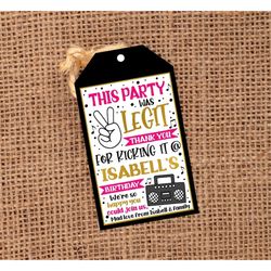 Editable Two Legit Tag, Two Legit to Quit Party Favor Tags, Legit Birthday Party, Template