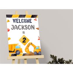 Construction Welcome Sign Dump Truck Birthday Sign Digger Welcome Poster Excavator Party Dumper Vehicle Construction Sit