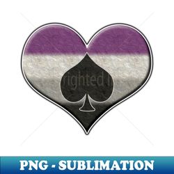 Large Asexual Pride Flag Colored Heart with Ace Symbol - PNG Transparent Digital Download File for Sublimation - Vibrant and Eye-Catching Typography