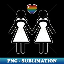 Lesbian Silhouette Brides with Rainbow Colored Pride Heart - Modern Sublimation PNG File - Unleash Your Creativity