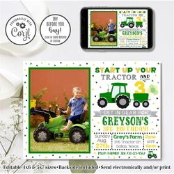Editable Tractor Invitation, Tractor Birthday Invitation, Start Your Tractor, Farm Invitation, 4x6 & 5x7
