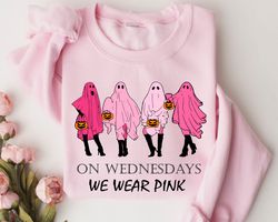 On Wednesday We Wear Pink Ghost SweatShirt Png, Mean Girls Ghost Shirt Png, Pink Ghost Shirt Png, Mean Girls Halloween,