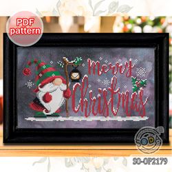christmas cross stitch pattern pdf gnome santa fairy pixie soda stitch for beginner counted so-op2179 'merry christmas'
