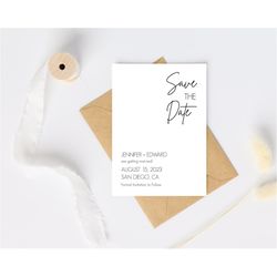 Minimalist Save the Date Template, Classic Save the Date Invite, Simple Save the Date Cards, Edit Yourself Save the Date