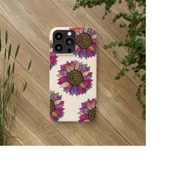 Rainbow Sunflower iphone Biodegradable Cases for iphone users for galaxy phone case for galaxy users for ecofriendly gif