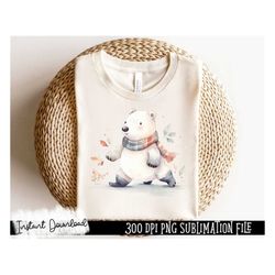 Watercolor Polar Bear Sublimation PNG File Clipart, T shirt design sublimation PNG file