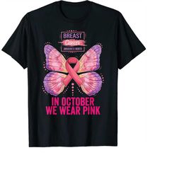 In October We Wear Pink Breast Cancer Awareness Butterfly PNG