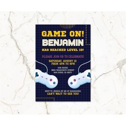 Video Game Birthday Invitation Template, Printable Video Game Party Invitation for Girls Boys Teens Kids, Gamer Digital
