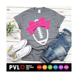 Football with Bow Svg, Football Svg, Dxf, Eps, Png, Girl Football Cut Files, Cheer Sister Shirt Design, Women's Football, Silhouette, Cricut