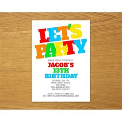 Simple Black and White Birthday Invitation Template, ANY AGE, Instant Download Birthday Invitation for Boys Teens Kids