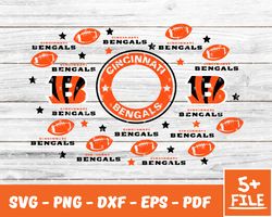 Cincinnati Bengals Full Wrap Template Svg, Cup Wrap Coffee 08