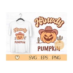 Howdy Pumpkin SVG, PNG, Western Halloween Shirt Design